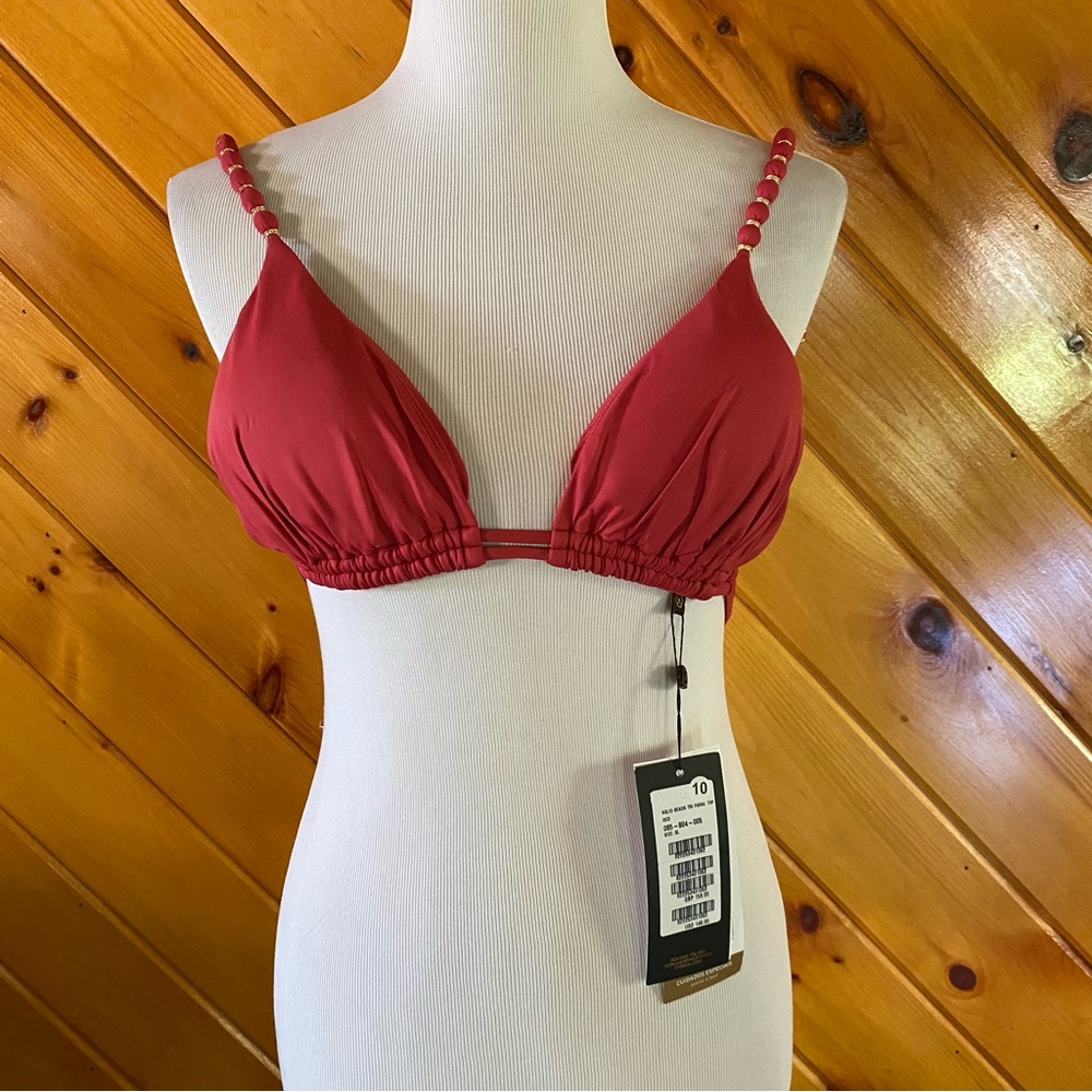 VIX by Paula Hermanny Bikini Top Red Gold Elegant XL string NEW